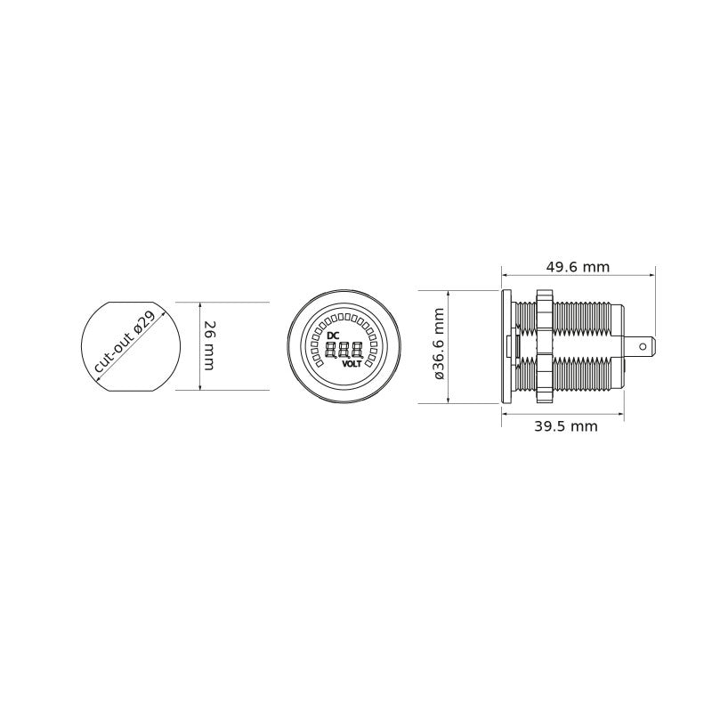 Voltmeter digital 12V / 24V Batteriestand-Anzeige “Rainbow”